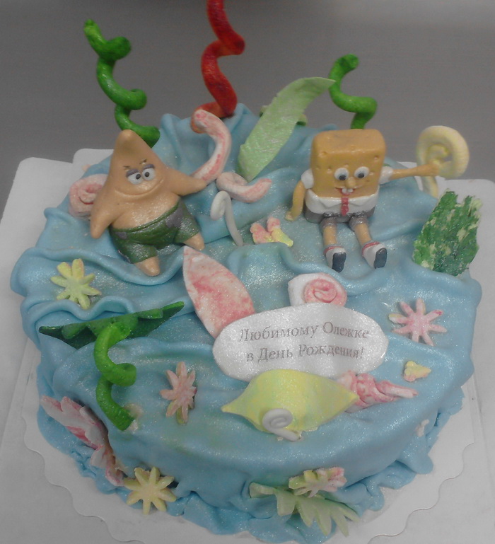 Торт Губка БОБ и Патрик Стар (Торт Спанч БОБ) сидят на дне моря